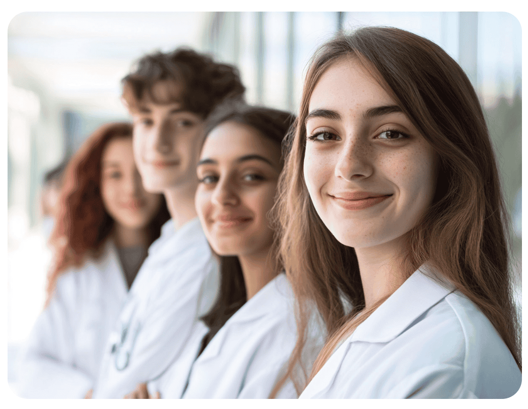 Healthcare professionals, medical team, young dental students