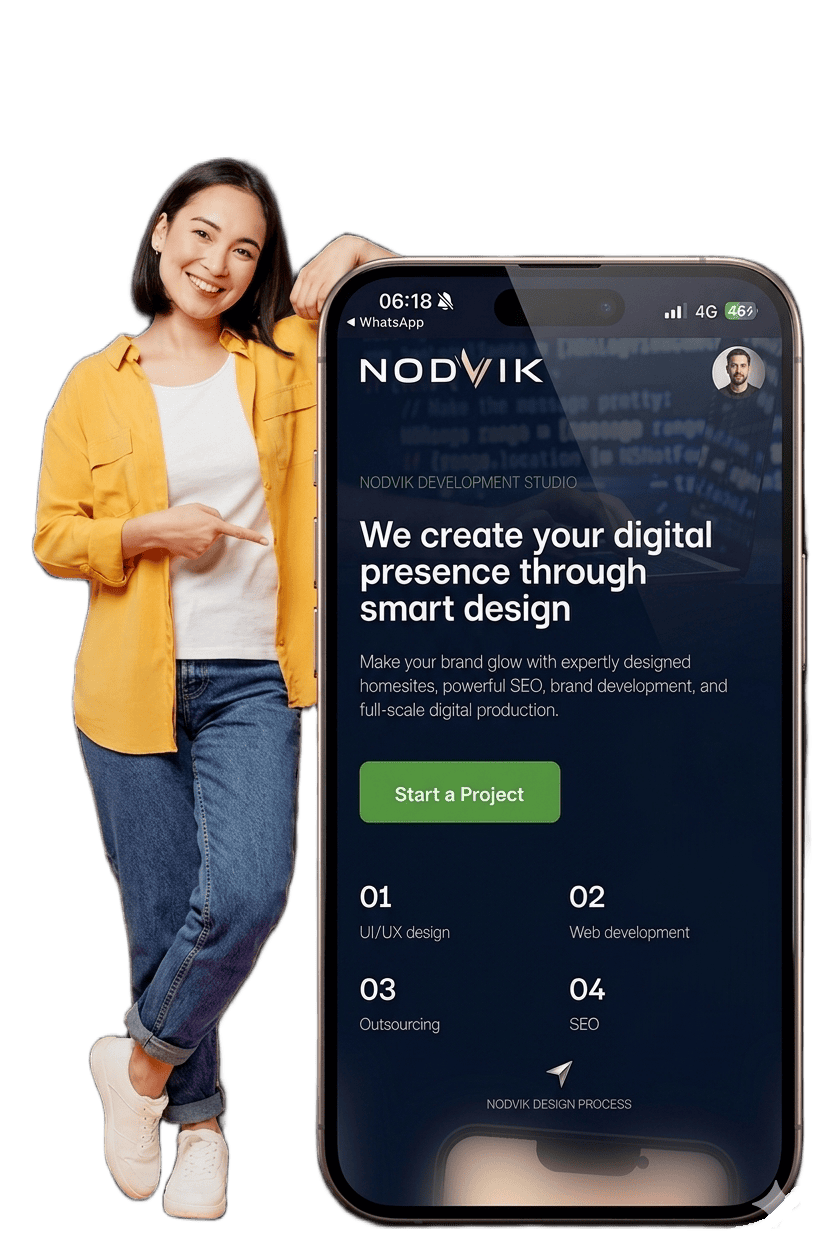 NODVIK digital agency mobile website showcasing web design and development services.