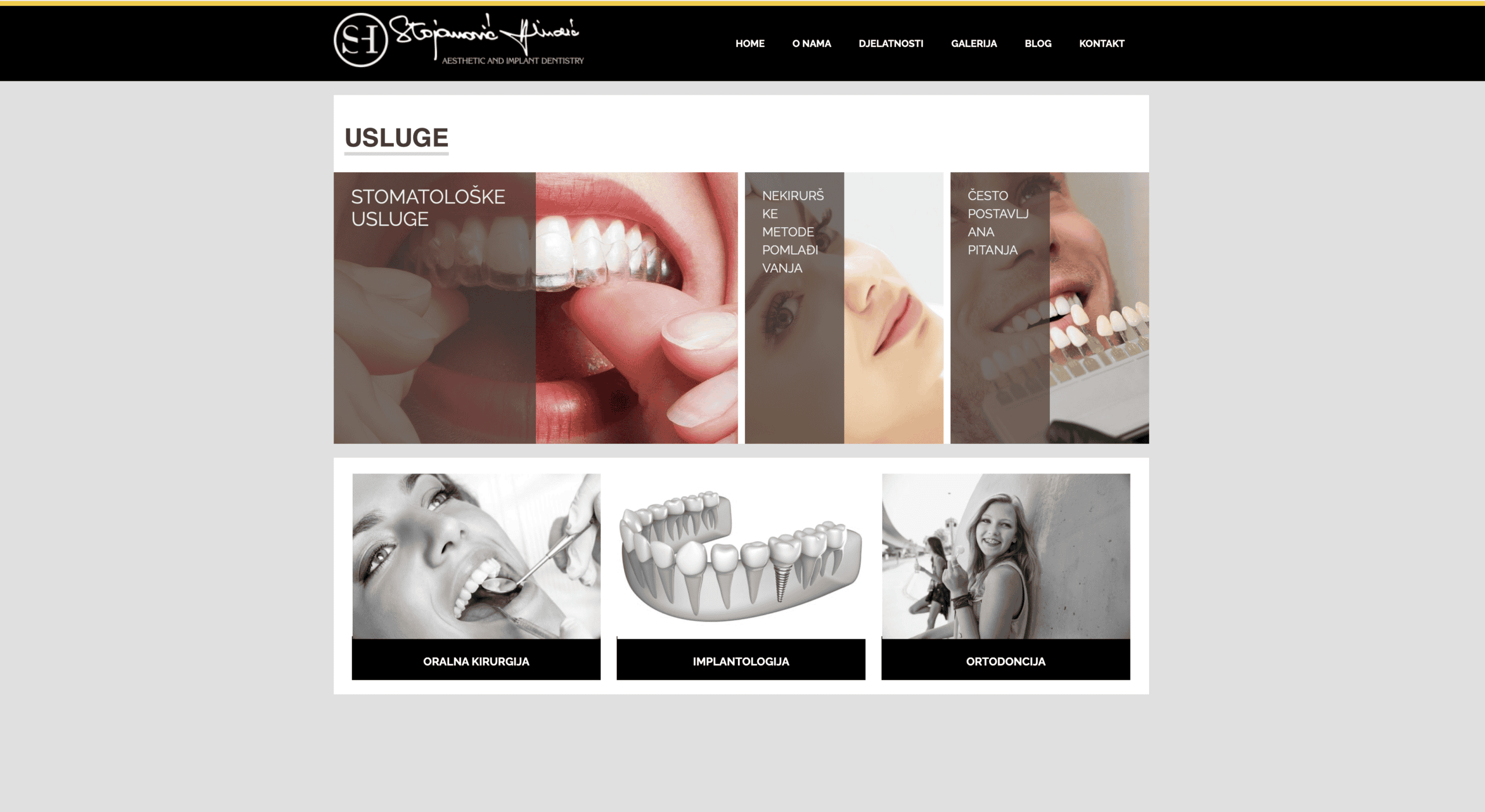 Stojanović Hinaić dental services page — case study by Nodvik dental marketing